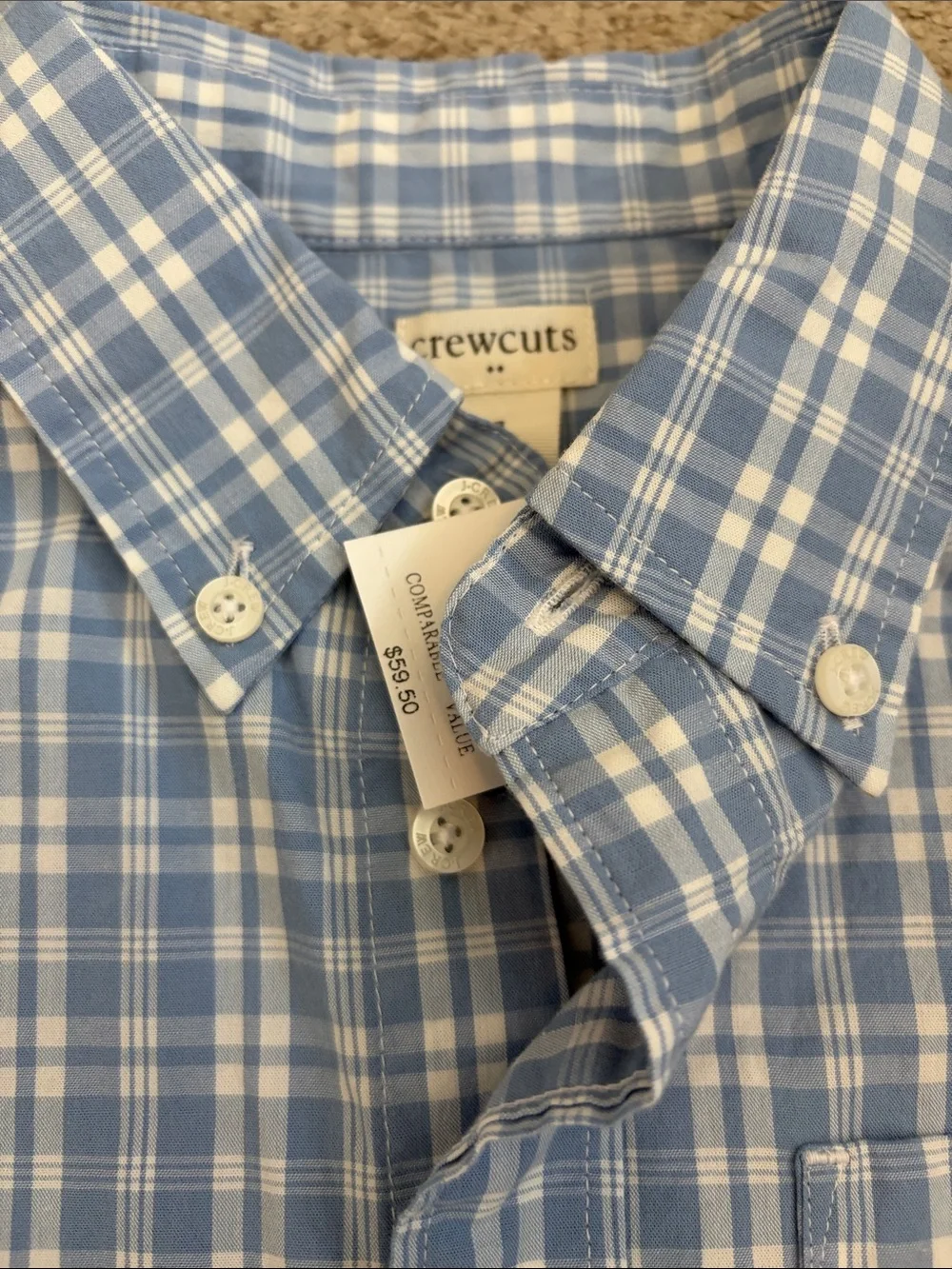 NWT J. Crew crew cuts, button-down plaid shirt, 8